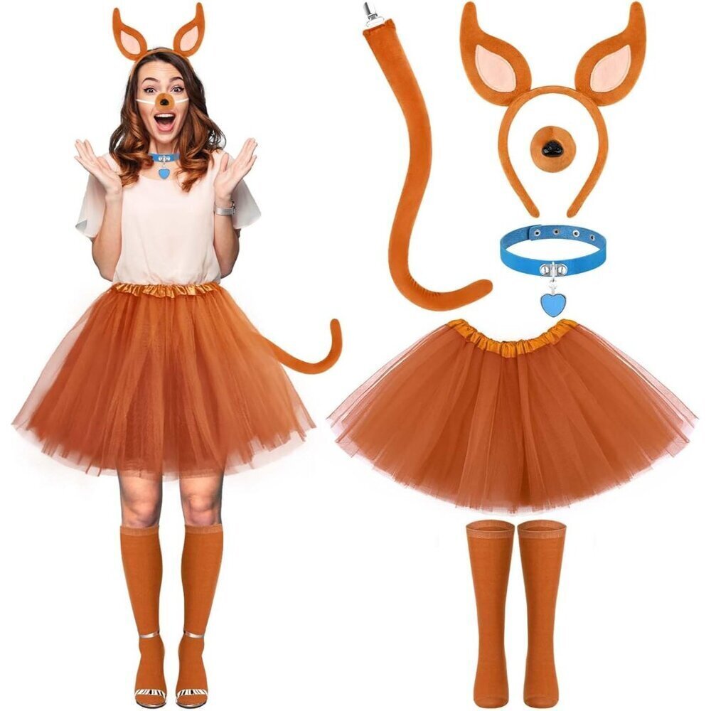 Dog Costume Accessories Set Includes Headband Collar Tail Nose Tutu Socks for Ha